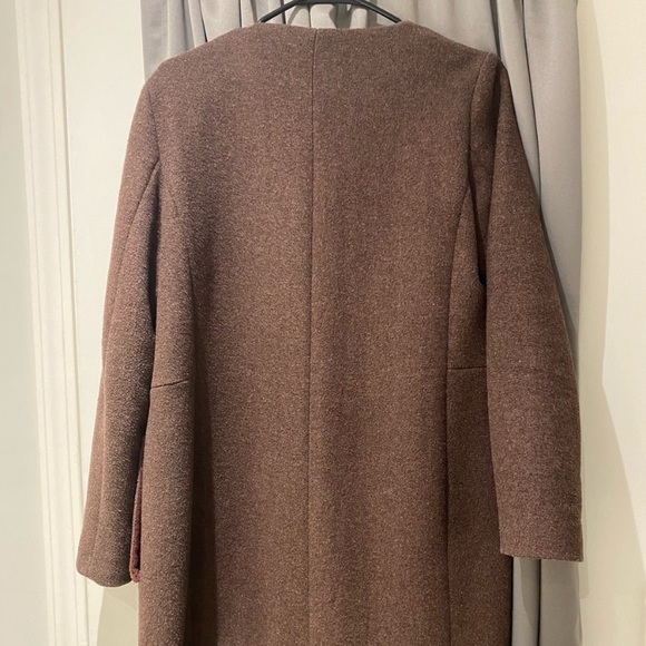 Zara Wool Coat Mid Length Pockets Collarless - Picture 3 of 3
